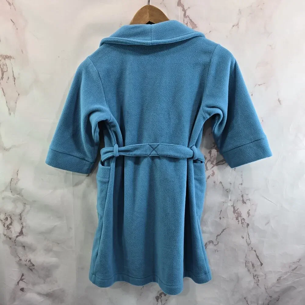 LL Bean Robe Kids 4 Blue Fleece Boys Girls Housecoat Bath Fleece Youth Vintage